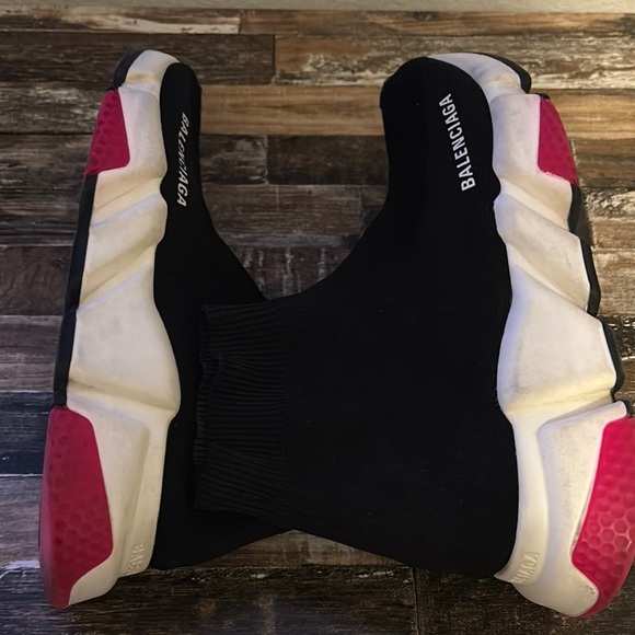 Balenciaga Black and Red Sock Sneakers - Picture 6 of 7